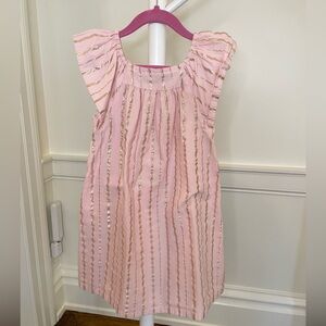 EUC Old Navy Pink & Gold Flutter Sleeve Dress - Size 5T